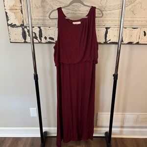 LOFT Deep Red Maxi Dress